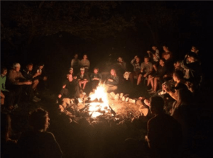 Bonfire during Senior Retreat at New Life Academy